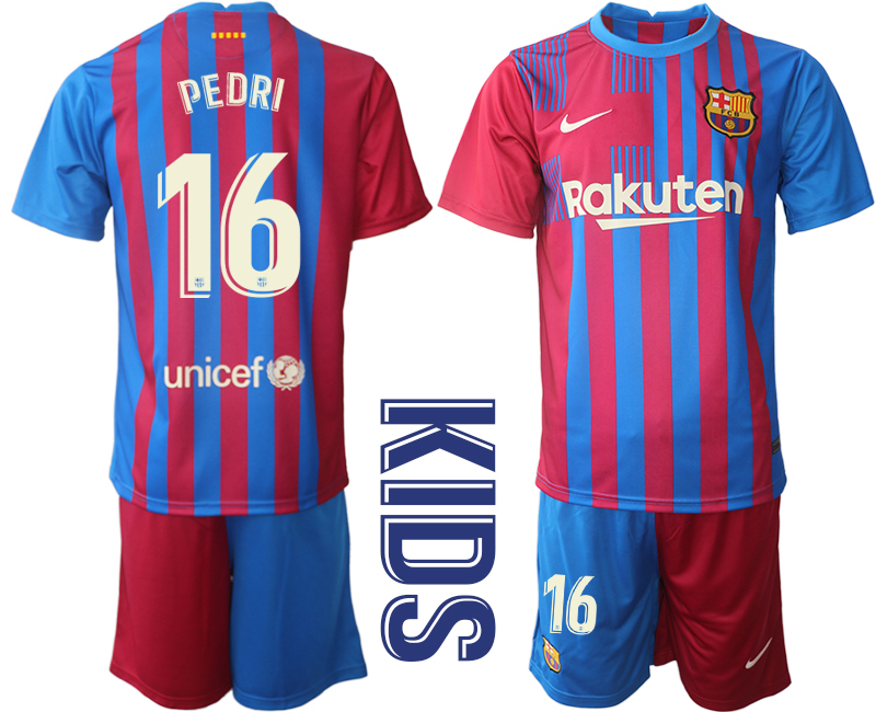 Youth 2021-2022 Club Barcelona home red #16 Nike Soccer Jersey